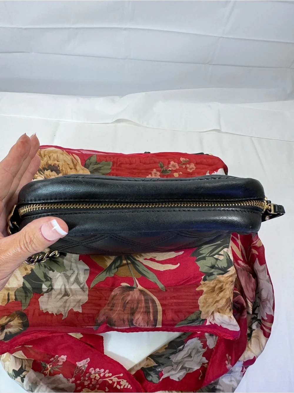 Tory Burch Black Quilted Leather Mini Crossbody Camera Bag